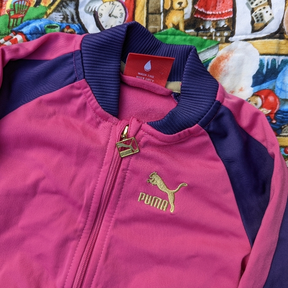 Pink and Purple Baby Tracksuit Set with Gold Embroidery - Picture 4 of 8